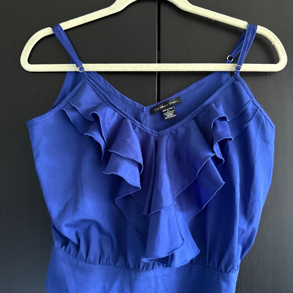 Caribbean Queen Royal Blue Ruffled Camisole